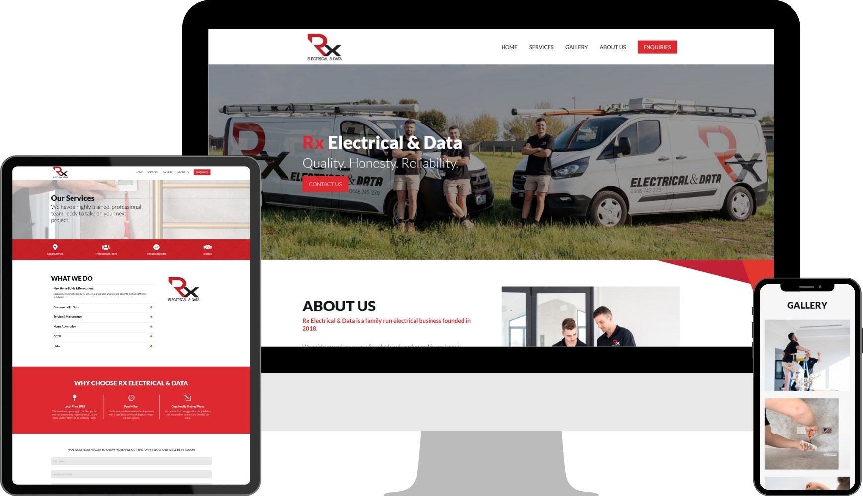 Rx Electrical & Data website designed by Apex Designs