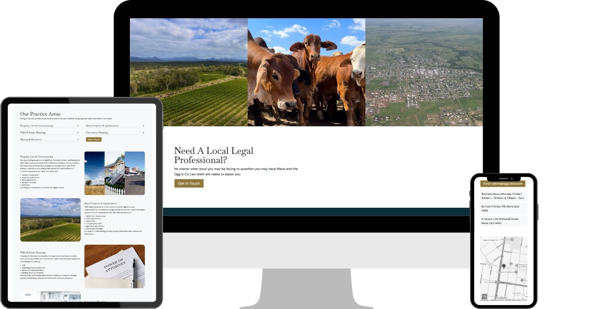 Ogg & Co Law website shown on desktop, tablet and mobile